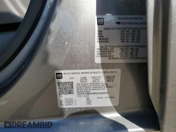 ✅ 2022 Chevrolet Silverado 1500 Custom • VIN: 3GCPYBEK0NG144292 • Lot: 83848795. Listed on Copart with 44,403 mi. Free auction sales archive from the USA and detailed vehicle history report at DreamBid. Image 12.