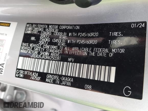 ✅ 2024 Toyota 4Runner Limited • VIN: JTEKU5JR3R6250281 • Лот: 43472482. Опубликован ранее на IAAI с пробегом 22 285 миль. Бесплатный доступ к архиву аукционных продаж из США и подробный отчёт об истории автомобиля на DreamBid. Изображение 9.