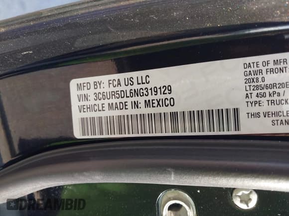 ✅ 2022 Ram 2500 Big Horn • VIN: 3C6UR5DL6NG319129 • Лот: 43366743. Опубликован ранее на IAAI с пробегом 20 648 миль. Бесплатный доступ к архиву аукционных продаж из США и подробный отчёт об истории автомобиля на DreamBid. Изображение 9.