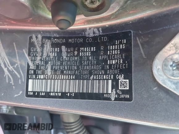 ✅ 2018 Honda Civic EX-T • VIN: JHMFC1F33JX008304 • Лот: 43803957. Опубликован ранее на IAAI с пробегом 191 100 миль. Бесплатный доступ к архиву аукционных продаж из США и подробный отчёт об истории автомобиля на DreamBid. Изображение 9.