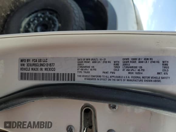 ✅ 2022 Ram 2500 Longhorn • VIN: 3C6UR5GL9NG131877 • Lot: 50762525. Wystawiony na Copart z przebiegiem Nie podano. Bezpłatny archiwum sprzedaży aukcyjnych z USA i szczegółowy raport historii pojazdu na DreamBid. Zdjęcie 14.