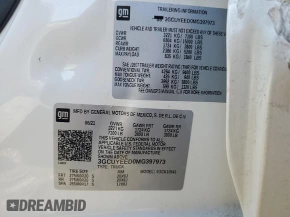 ✅ 2021 Chevrolet Silverado 1500 RST • VIN: 3GCUYEED0MG397973 • Lot: 81059445. Listed on Copart with 48,922 mi. Free auction sales archive from the USA and detailed vehicle history report at DreamBid. Image 12.