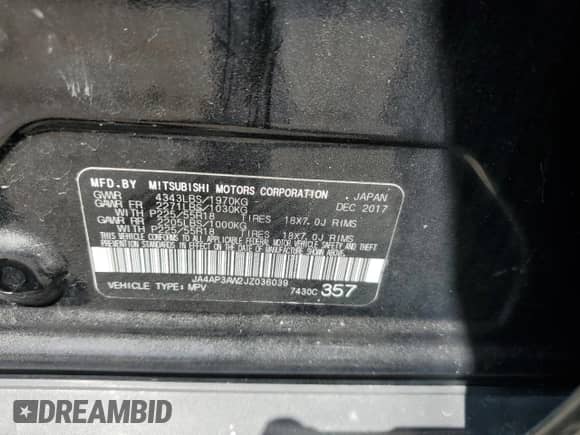 2018 Mitsubishi Outlander SE with VIN JA4AP3AW2JZ036039, listed as a Copart auction lot 69662175 with 221,780 mi miles and Clean title. Bid and sale history available at DreamBid. Image 14.