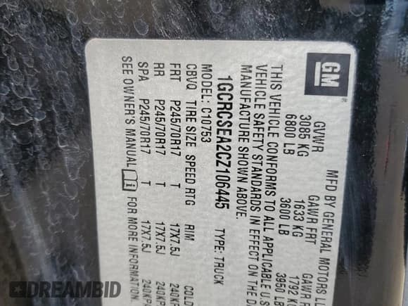 ✅ 2012 Chevrolet Silverado 1500 LT • VIN: 1GCRCSEA2CZ106445 • Lot: 68922645. Listed on Copart with 122,493 mi. Free auction sales archive from the USA and detailed vehicle history report at DreamBid. Image 12.