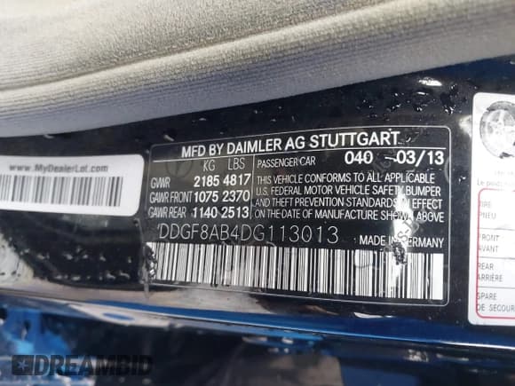 ✅ 2013 Mercedes-Benz C 300 Sport • VIN: WDDGF8AB4DG113013 • Lot: 43466227. Listed on IAAI with 154,765 mi. Free auction sales archive from the USA and detailed vehicle history report at DreamBid. Image 9.