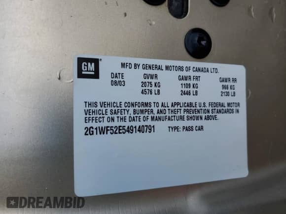 ✅ 2004 Chevrolet Impala • VIN: 2G1WF52E549140791 • Лот: 79131104. Размещён на Copart с пробегом Не указан миль. Получите бесплатный доступ к архиву аукционных продаж из США и посмотрите подробный отчёт об истории автомобиля на DreamBid. Изображение 12.