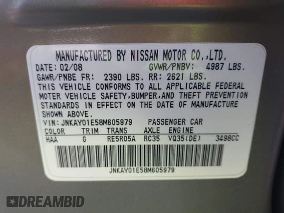 ✅ 2008 Infiniti M • VIN: JNKAY01E58M605979 • Лот: 43644838. Опубликован ранее на IAAI с пробегом 94 199 миль. Бесплатный доступ к архиву аукционных продаж из США и подробный отчёт об истории автомобиля на DreamBid. Изображение 9.