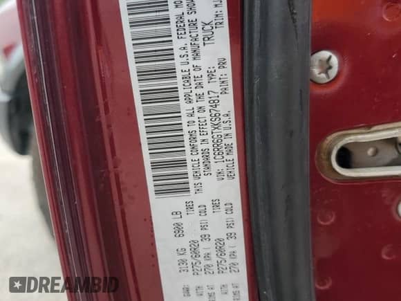 2019 Ram 1500 Warlock with VIN 1C6RR6GTXKS674817, listed as a Copart auction lot 59293875 with 131,004 mi miles and Salvage title. Bid and sale history available at DreamBid. Image 13.