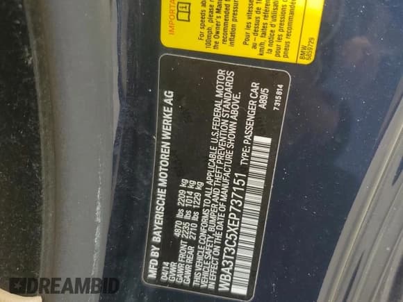 ✅ 2014 BMW 4 Series 435i • VIN: WBA3T3C5XEP737151 • Лот: 58647835. Опубликован ранее на Copart с пробегом Не указан. Бесплатный доступ к архиву аукционных продаж из США и подробный отчёт об истории автомобиля на DreamBid. Изображение 12.