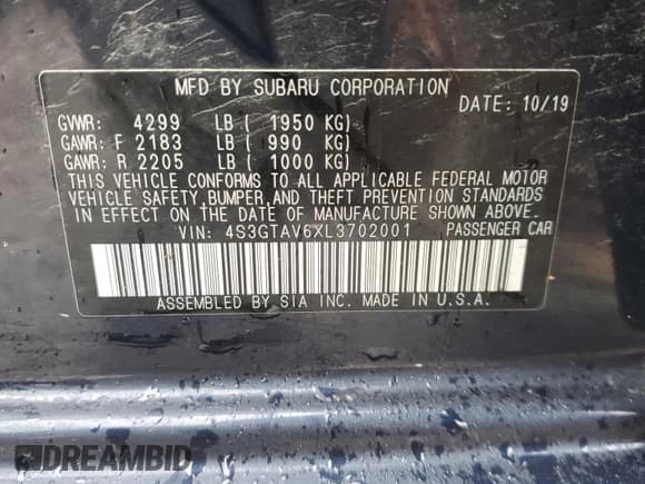 ✅ 2020 Subaru Impreza Premium • VIN: 4S3GTAV6XL3702001 • Lot: 92161425. Wystawiony na Copart z przebiegiem 96 800 mil. Bezpłatny archiwum sprzedaży aukcyjnych z USA i szczegółowy raport historii pojazdu na DreamBid. Zdjęcie 13.