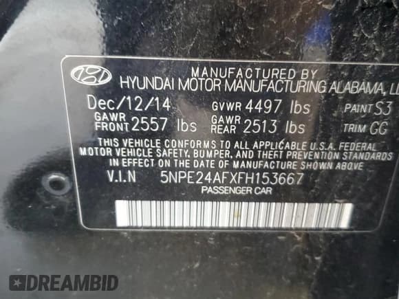 ✅ 2015 Hyundai Sonata SE • VIN: 5NPE24AFXFH153667 • Лот: 70298695. Опубликован ранее на Copart с пробегом 101 563 миль. Бесплатный доступ к архиву аукционных продаж из США и подробный отчёт об истории автомобиля на DreamBid. Изображение 12.