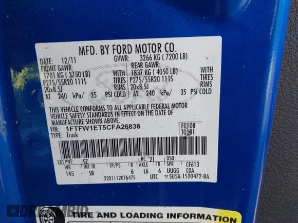 ✅ 2012 Ford F-150 Lariat • VIN: 1FTFW1ET5CFA26838 • Lot: 43734741. Listed on IAAI with 226,395 mi. Free auction sales archive from the USA and detailed vehicle history report at DreamBid. Image 9.