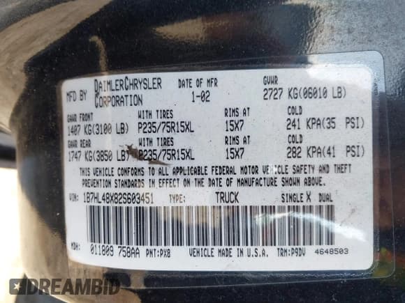 ✅ 2002 Dodge Dakota SLT • VIN: 1B7HL48X82S603451 • Лот: 43524640. Опубликован ранее на IAAI с пробегом 176 199 миль. Бесплатный доступ к архиву аукционных продаж из США и подробный отчёт об истории автомобиля на DreamBid. Изображение 9.