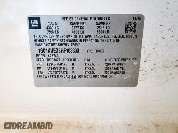 ✅ 2017 Chevrolet Silverado 2500HD Work Truck • VIN: 1GC1KUEG8HF103803 • Лот: 91054765. Опубликован ранее на Copart с пробегом 199 411 миль. Бесплатный доступ к архиву аукционных продаж из США и подробный отчёт об истории автомобиля на DreamBid. Изображение 12.