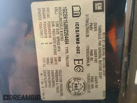 ✅ 2008 Chevrolet Silverado 1500 1LT • VIN: 1GCEK19J88Z264494 • Лот: 50003785. Опубликован ранее на Copart с пробегом 90 643 миль. Бесплатный доступ к архиву аукционных продаж из США и подробный отчёт об истории автомобиля на DreamBid. Изображение 12.