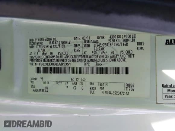 ✅ 2011 Ford Econoline Cargo Commercial • VIN: 1FTSE3EL0BDA81351 • Lot: 42154632. Wystawiony na IAAI z przebiegiem 189 480 mil. Bezpłatny archiwum sprzedaży aukcyjnych z USA i szczegółowy raport historii pojazdu na DreamBid. Zdjęcie 9.