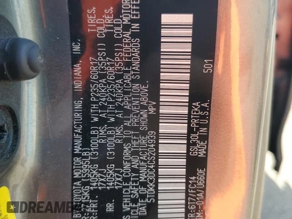 ✅ 2012 Toyota Sienna LE AAS • VIN: 5TDKK3DC4CS204939 • Lot: 71807755. Wystawiony na Copart z przebiegiem 154 469 mil. Bezpłatny archiwum sprzedaży aukcyjnych z USA i szczegółowy raport historii pojazdu na DreamBid. Zdjęcie 14.