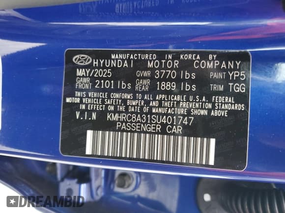 ✅ 2025 Hyundai Venue SEL • VIN: KMHRC8A31SU401747 • Lot: 81723855. Listed on Copart with 5,750 mi. Free auction sales archive from the USA and detailed vehicle history report at DreamBid. Image 12.