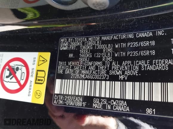 ✅ 2016 Lexus RX 350 • VIN: 2T2BZMCA6GC002373 • Лот: 42356683. Опубликован ранее на IAAI с пробегом 107 067 миль. Бесплатный доступ к архиву аукционных продаж из США и подробный отчёт об истории автомобиля на DreamBid. Изображение 9.