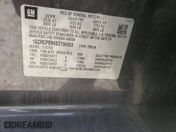 ✅ 2014 Chevrolet Silverado 1500 Work Truck • VIN: 1GCRCPEH6EZ199953 • Lot: 87021415. Listed on Copart with 148,948 mi. Free auction sales archive from the USA and detailed vehicle history report at DreamBid. Image 12.