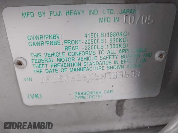 ✅ 2006 Subaru Forester X • VIN: JF1SG636X6H733633 • Lot: 43887665. Listed on IAAI with 111,457 mi. Free auction sales archive from the USA and detailed vehicle history report at DreamBid. Image 9.