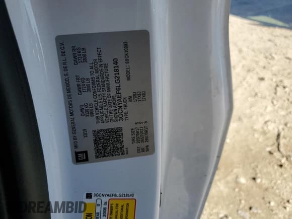 ✅ 2020 Chevrolet Silverado 1500 Work Truck • VIN: 3GCNYAEF6LG218140 • Lot: 79854444. Listed on Copart with 123,186 mi. Free auction sales archive from the USA and detailed vehicle history report at DreamBid. Image 12.