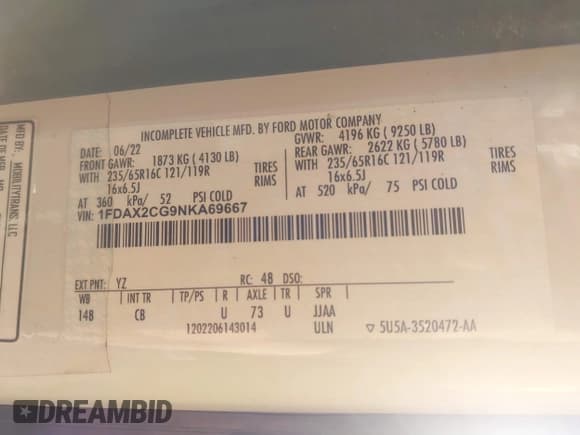 ✅ 2023 Ford Transit • VIN: 1FDAX2CG9NKA69667 • Lot: 43570081. Wystawiony na IAAI z przebiegiem 73 764 mil. Bezpłatny archiwum sprzedaży aukcyjnych z USA i szczegółowy raport historii pojazdu na DreamBid. Zdjęcie 9.