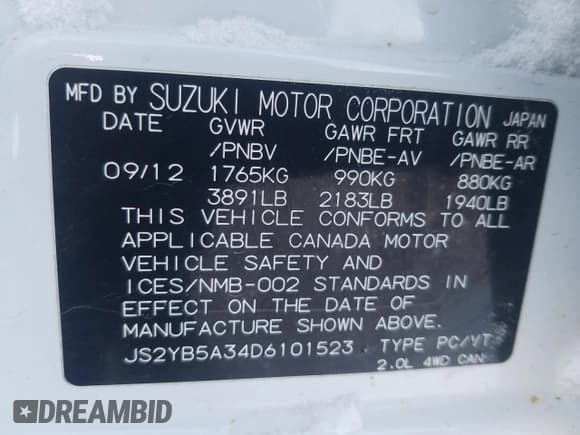 ✅ 2013 Suzuki SX4 Crossover • VIN: JS2YB5A34D6101523 • Lot: 83203184. Wystawiony na Copart z przebiegiem 114 057 mil. Bezpłatny archiwum sprzedaży aukcyjnych z USA i szczegółowy raport historii pojazdu na DreamBid. Zdjęcie 12.