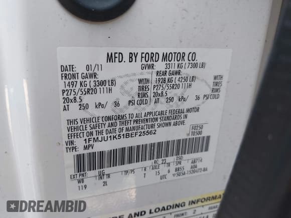 ✅ 2011 Ford Expedition Limited • VIN: 1FMJU1K51BEF25562 • Лот: 42932450. Опубликован ранее на IAAI с пробегом 233 285 миль. Бесплатный доступ к архиву аукционных продаж из США и подробный отчёт об истории автомобиля на DreamBid. Изображение 9.