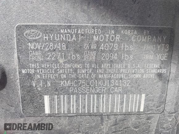 ✅ 2019 Hyundai Ioniq SEL • VIN: KMHC75LC1KU134132 • Lot: 41802201. Wystawiony na IAAI z przebiegiem 110 090 mil. Bezpłatny archiwum sprzedaży aukcyjnych z USA i szczegółowy raport historii pojazdu na DreamBid. Zdjęcie 9.