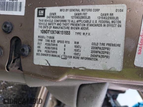 ✅ 2004 Chevrolet Blazer LS • VIN: 1GNDT13X74K151653 • Lot: 41503096. Wystawiony na IAAI z przebiegiem 219 609 mil. Bezpłatny archiwum sprzedaży aukcyjnych z USA i szczegółowy raport historii pojazdu na DreamBid. Zdjęcie 9.