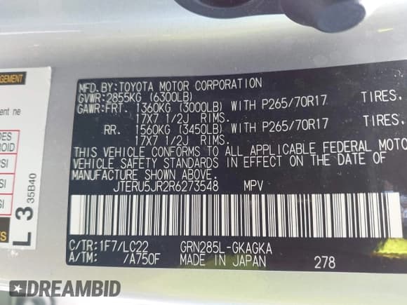 ✅ 2024 Toyota 4Runner TRD Off Road • VIN: JTERU5JR2R6273548 • Лот: 42827359. Опубликован ранее на IAAI с пробегом 17 631 миль. Бесплатный доступ к архиву аукционных продаж из США и подробный отчёт об истории автомобиля на DreamBid. Изображение 9.