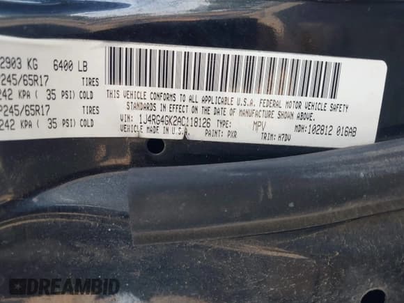 ✅ 2010 Jeep Commander Sport • VIN: 1J4RG4GK2AC118126 • Lot: 42345486. Listed on IAAI with 154,376 mi. Free auction sales archive from the USA and detailed vehicle history report at DreamBid. Image 9.