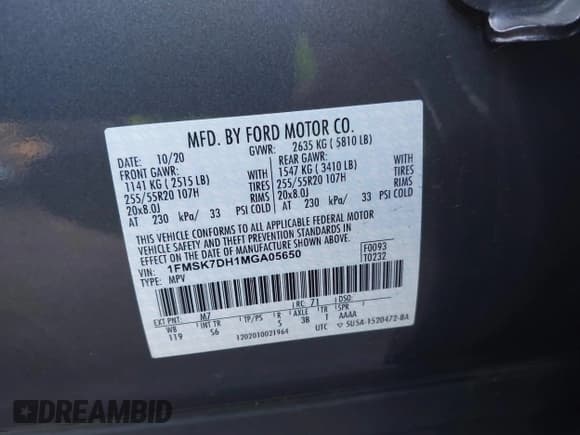 ✅ 2021 Ford Explorer XLT • VIN: 1FMSK7DH1MGA05650 • Lot: 43577104. Wystawiony na IAAI z przebiegiem 78 703 mil. Bezpłatny archiwum sprzedaży aukcyjnych z USA i szczegółowy raport historii pojazdu na DreamBid. Zdjęcie 9.