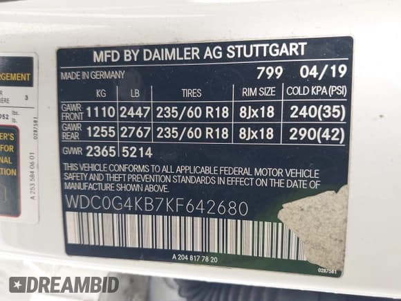 ✅ 2019 Mercedes-Benz GLC 300 • VIN: WDC0G4KB7KF642680 • Lot: 42032973. Wystawiony na IAAI z przebiegiem 137 539 mil. Bezpłatny archiwum sprzedaży aukcyjnych z USA i szczegółowy raport historii pojazdu na DreamBid. Zdjęcie 9.