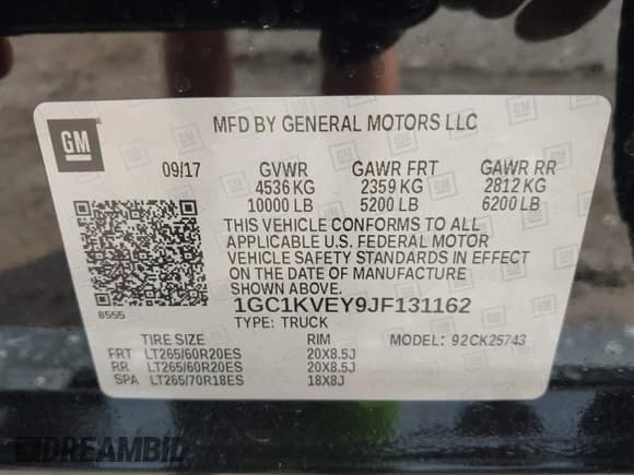 ✅ 2018 Chevrolet Silverado 2500HD LT • VIN: 1GC1KVEY9JF131162 • Lot: 41811327. Wystawiony na IAAI z przebiegiem 120 622 mil. Bezpłatny archiwum sprzedaży aukcyjnych z USA i szczegółowy raport historii pojazdu na DreamBid. Zdjęcie 9.