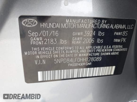 ✅ 2017 Hyundai Elantra Value Edition • VIN: 5NPD84LF0HH128089 • Lot: 43891676. Listed on IAAI with 217,671 mi. Free auction sales archive from the USA and detailed vehicle history report at DreamBid. Image 9.