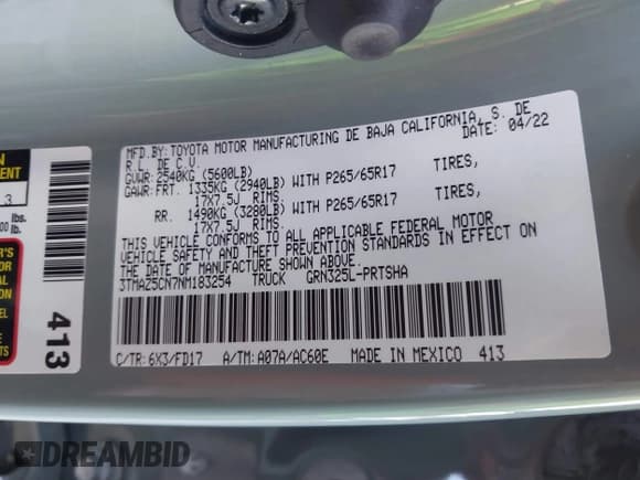 ✅ 2022 Toyota Tacoma SR5 • VIN: 3TMAZ5CN7NM183254 • Lot: 42718212. Wystawiony na IAAI z przebiegiem 30 272 mil. Bezpłatny archiwum sprzedaży aukcyjnych z USA i szczegółowy raport historii pojazdu na DreamBid. Zdjęcie 9.