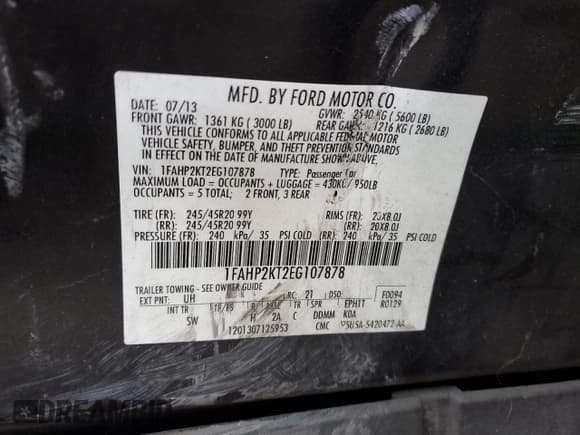 ✅ 2014 Ford Taurus SHO • VIN: 1FAHP2KT2EG107878 • Lot: 44894075. Listed on Copart with 103,472 mi. Free auction sales archive from the USA and detailed vehicle history report at DreamBid. Image 12.