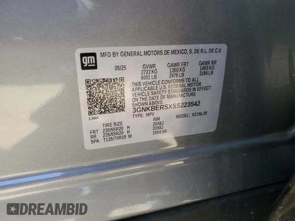 ✅ 2025 Chevrolet Blazer RS • VIN: 3GNKBERSXSS223542 • Lot: 86800395. Listed on Copart with 11,310 mi. Free auction sales archive from the USA and detailed vehicle history report at DreamBid. Image 14.