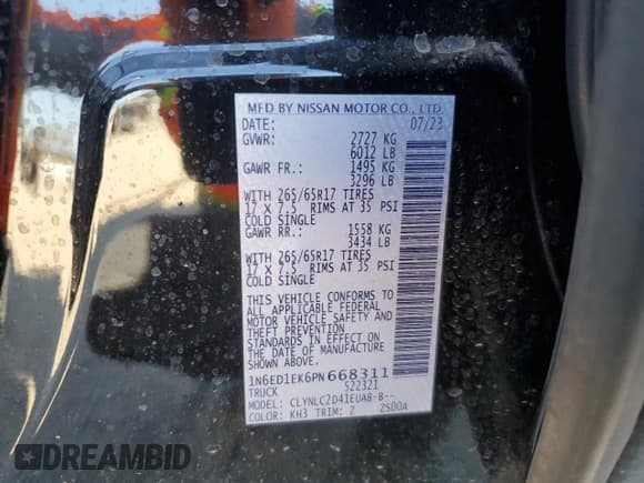 ✅ 2023 Nissan Frontier Pro-4X • VIN: 1N6ED1EK6PN668311 • Лот: 69564595. Опубликован ранее на Copart с пробегом 20 149 миль. Бесплатный доступ к архиву аукционных продаж из США и подробный отчёт об истории автомобиля на DreamBid. Изображение 12.