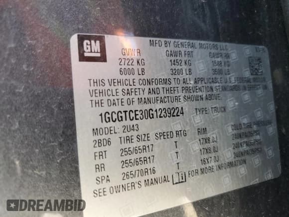 ✅ 2016 Chevrolet Colorado 4WD LT • VIN: 1GCGTCE30G1239224 • Lot: 53948455. Listed on Copart with 174,709 mi. Free auction sales archive from the USA and detailed vehicle history report at DreamBid. Image 12.