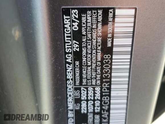 ✅ 2023 Mercedes-Benz C 300 • VIN: W1KAF4GB1PR133038 • Lot: 52983745. Listed on Copart with 18,955 mi. Free auction sales archive from the USA and detailed vehicle history report at DreamBid. Image 12.