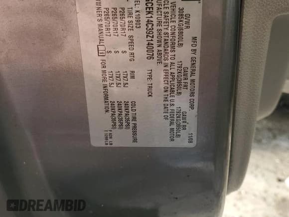 ✅ 2009 Chevrolet Silverado 1500 Work Truck • VIN: 1GCEK14C39Z140076 • Lot: 82075285. Listed on Copart with 92,647 mi. Free auction sales archive from the USA and detailed vehicle history report at DreamBid. Image 13.