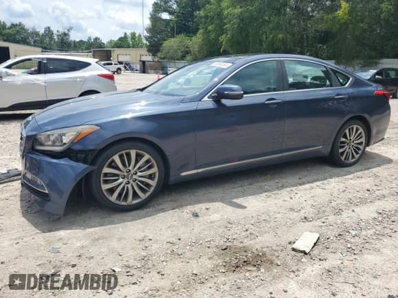 2015 Hyundai Genesis 5.0L with VIN KMHGN4JF1FU059842, listed as a Copart auction lot 53890334 with 84,182 mi miles and Salvage title. Bid and sale history available at DreamBid. Image 1.