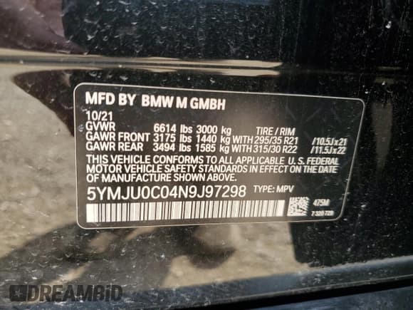 ✅ 2022 BMW X5 M • VIN: 5YMJU0C04N9J97298 • Lot: 66111634. Wystawiony na Copart z przebiegiem 12 519 mil. Bezpłatny archiwum sprzedaży aukcyjnych z USA i szczegółowy raport historii pojazdu na DreamBid. Zdjęcie 16.