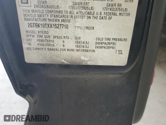 ✅ 1999 GMC Sierra 1500 SLE • VIN: 2GTEK19TXX1527710 • Лот: 67194705. Опубликован ранее на Copart с пробегом Не указан. Бесплатный доступ к архиву аукционных продаж из США и подробный отчёт об истории автомобиля на DreamBid. Изображение 12.