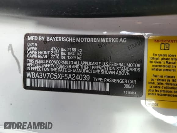 ✅ 2015 BMW 4 Series 428i • VIN: WBA3V7C5XF5A24039 • Lot: 67682955. Wystawiony na Copart z przebiegiem Nie podano. Bezpłatny archiwum sprzedaży aukcyjnych z USA i szczegółowy raport historii pojazdu na DreamBid. Zdjęcie 12.