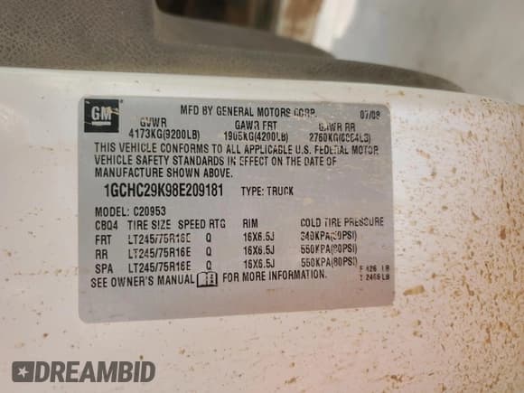 ✅ 2008 Chevrolet Silverado 2500HD Work Truck • VIN: 1GCHC29K98E209181 • Lot: 69439085. Wystawiony na Copart z przebiegiem 387 897 mil. Bezpłatny archiwum sprzedaży aukcyjnych z USA i szczegółowy raport historii pojazdu na DreamBid. Zdjęcie 12.