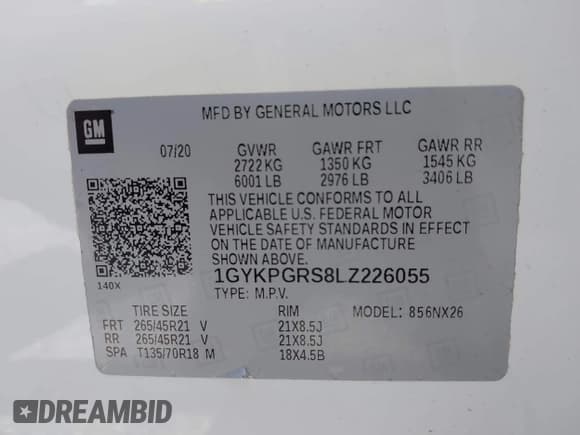 ✅ 2020 Cadillac XT6 AWD Sport • VIN: 1GYKPGRS8LZ226055 • Lot: 43101552. Listed on IAAI with 38,369 mi. Free auction sales archive from the USA and detailed vehicle history report at DreamBid. Image 9.